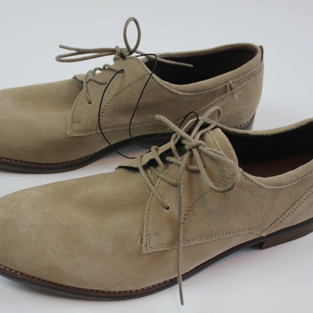 Parker & Sky Dress Shoes Beige Tan Cow Leather Oxford Lace Up Mens Size 12 M NEW - Picture 3 of 10